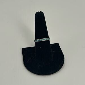 Sterling silver Blue Cubic Zirconia Flat Eternity Band Ring size 8